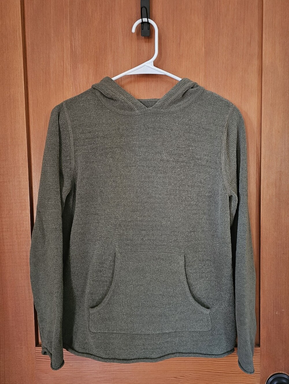 Life is good Women's‎ Green Textured Knit Hoodie Pullover Pocket Sweatshirt S